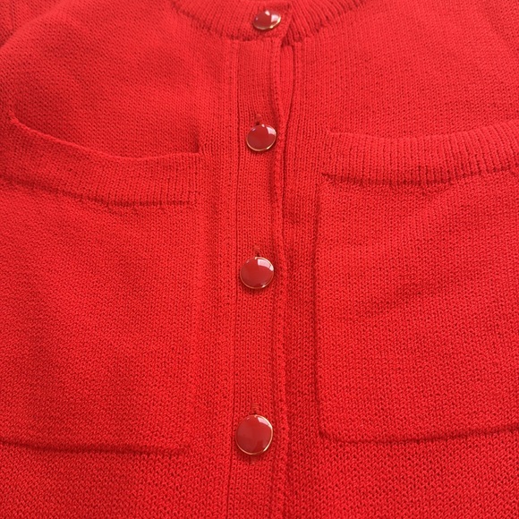 ST John Neiman Marcus Elegant Red Button-Down knit Dress - Picture 6 of 6